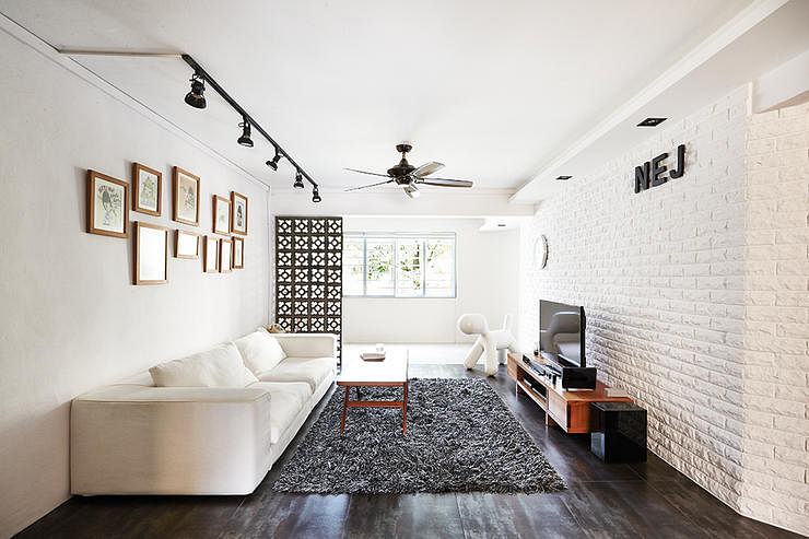 L-Shape Living Room Ideas Brick Wall los angeles 2022