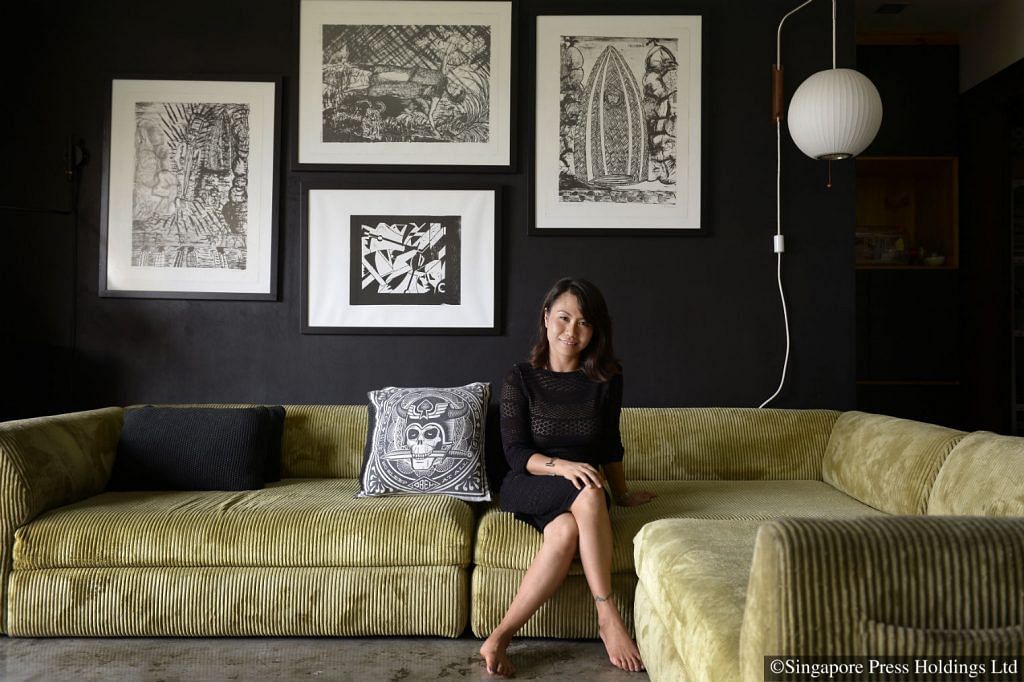 Ms Goh Ling Ling, who owns artisanal bag designer label Ling Wu, in her apartment in Toh Tuck Road. 