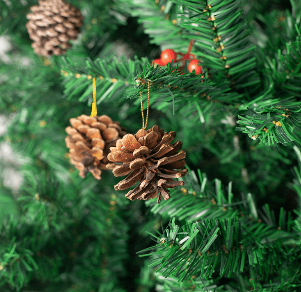 12 Pieces Christmas Tree Pine Cones Ornaments Pine Cones with Bell
