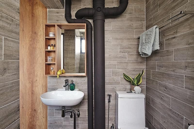 Tricks To Deal With Exposed Pipes In Bathrooms Home Decor Singapore - Public Bathroom Sink Water Pipes