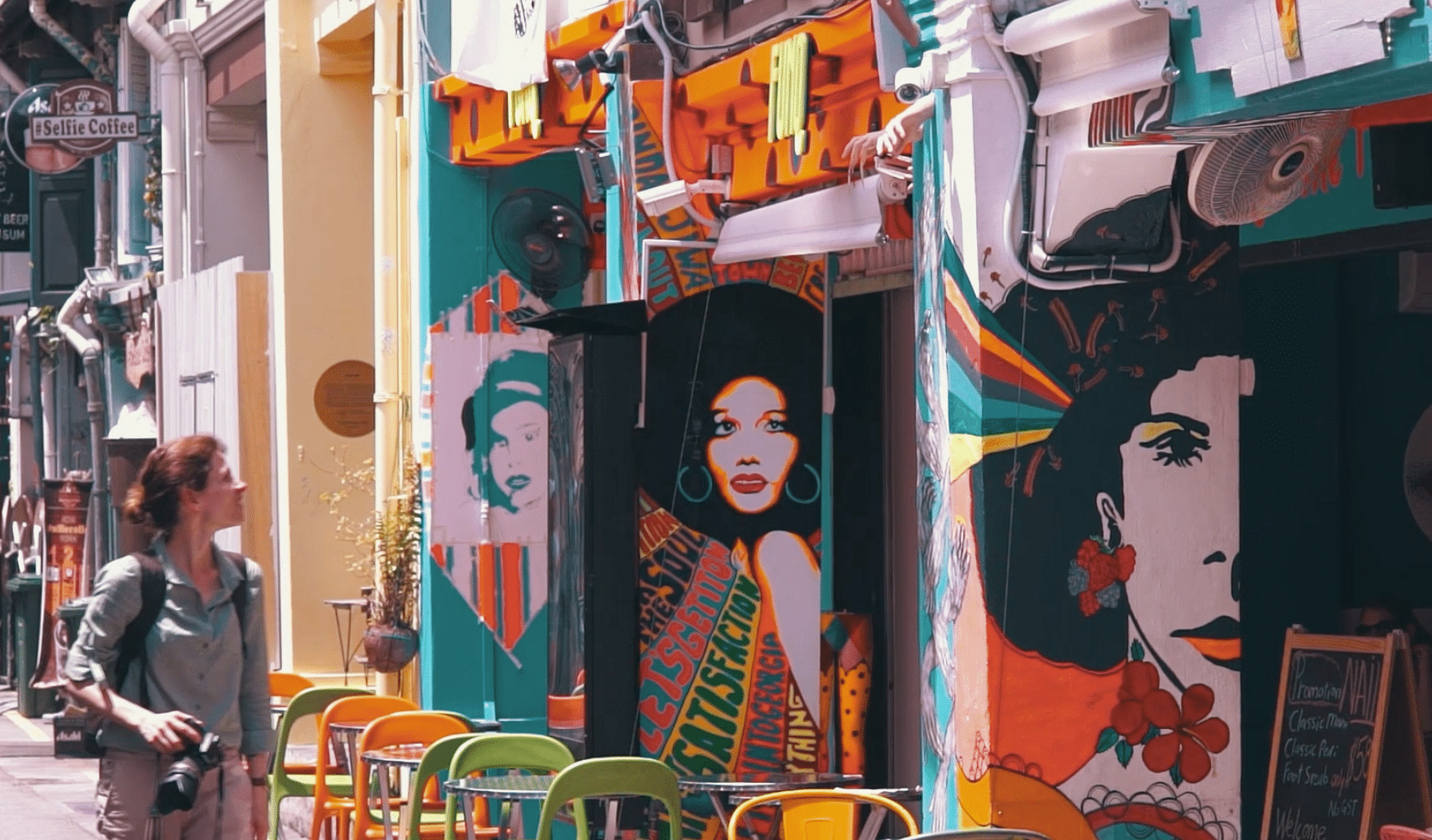 Wall mural outside Blu Jaz Café, along Haji Lane