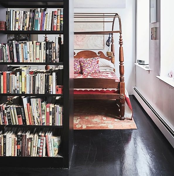 Novelist Hanya Yanagihara's bedroom bookshelf. Photo by Brooke Holm