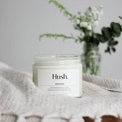 Hush Candle Geranium Essential Oil Candle $35