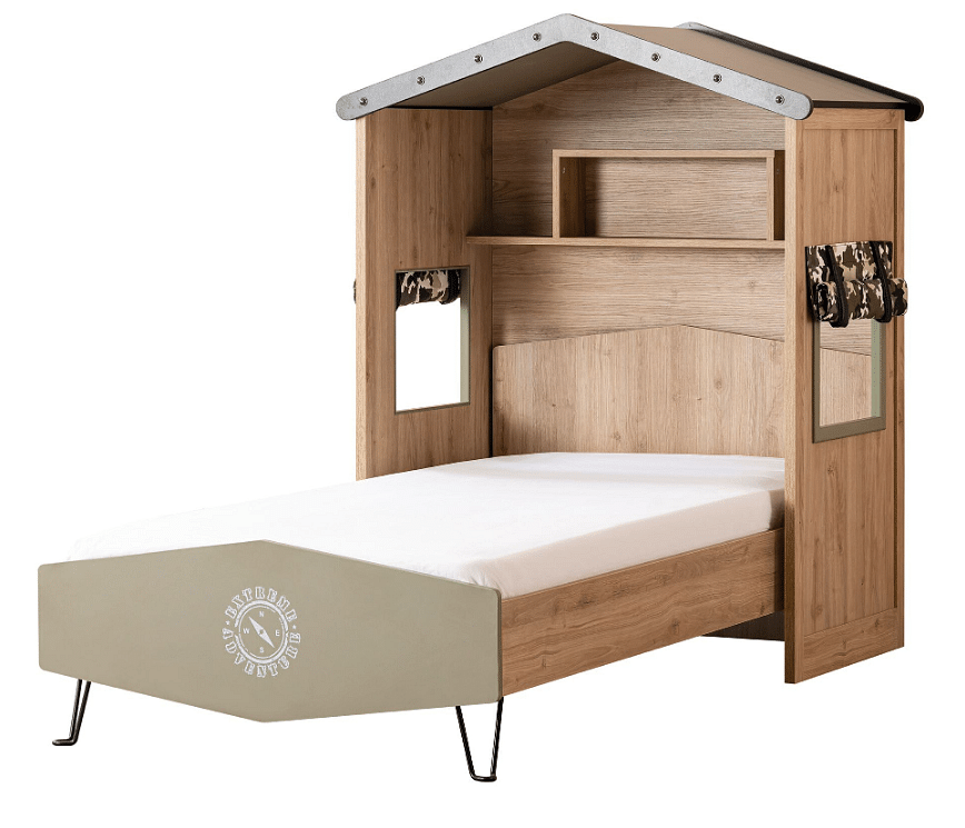 Fortytwo Quinlan kids murphy bed frame with wooden house headboard