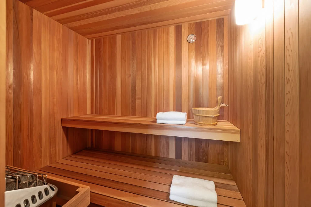 A sauna is just one of the mansion's many special rooms.